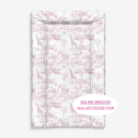 Chinoiserie Toile de Jouy Safari, Pink - Baby Changing Mat