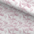 100% Cotton Fabric, Chinoiserie Toile de Jouy Safari - Deep Pink, Fabric, Baby Nursery Fabric, Quilting Fabric, 147cm Wide, Meter