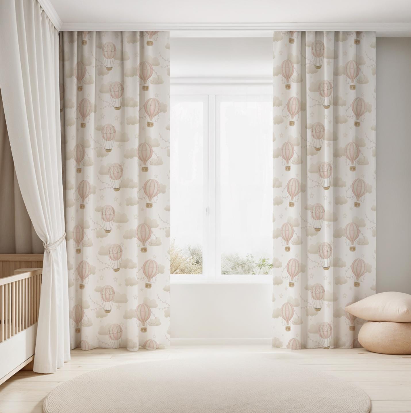 Multiple Hot Air Balloons, Pink - Curtains (Standard or Blackout)