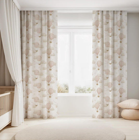 Multiple Hot Air Balloons, Pink - Curtains (Standard or Blackout)