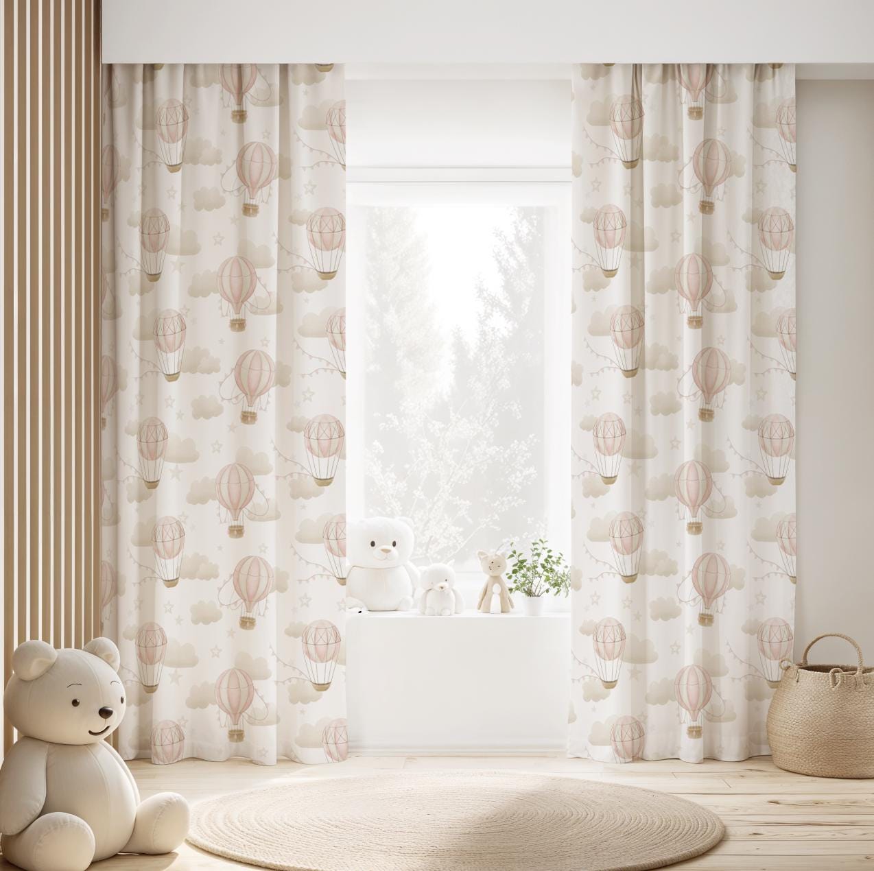 Multiple Hot Air Balloons, Pink - Curtains (Standard or Blackout)