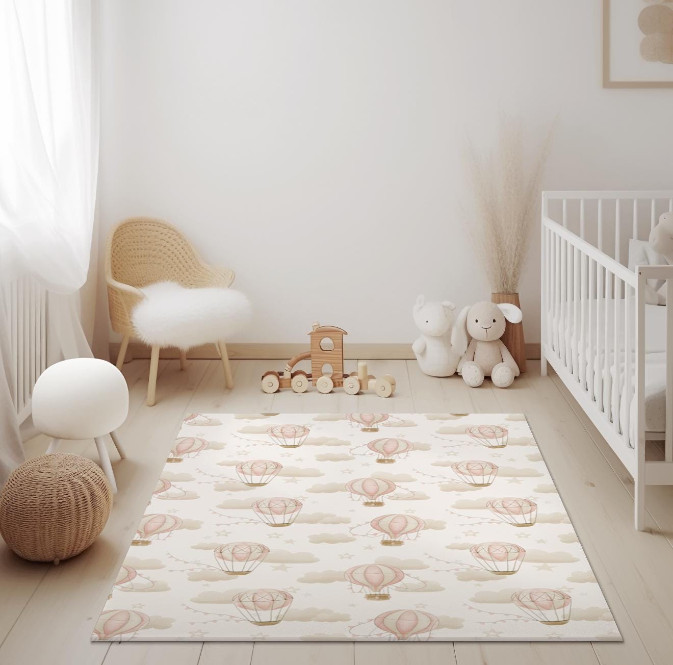 Hot Air Balloons, Pink - Rug