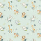 100% Cotton Fabric, Green Safari Animals with Leaves, Fabric, Baby Nursery Fabric, Quilting Fabric, 147cm Wide, Meter