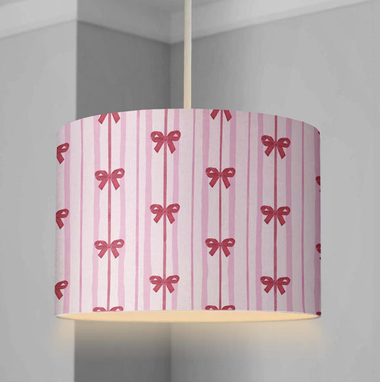 Pink Stripes with Red Bows - Lampshade