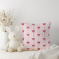 Pink Stripes with Red Bows - Square Pillow