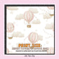 100% Cotton Fabric, Multiple Hot Air Balloons PINK, Fabric, Baby Nursery Fabric, Quilting Fabric, 147cm Wide, Meter