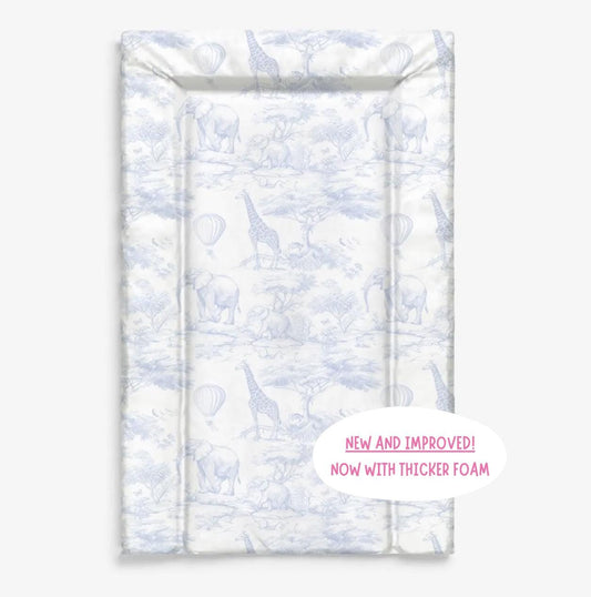 Chinoiserie Toile de Jouy Safari, Blue - Baby Changing Mat