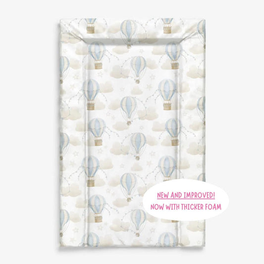 Multiple Hot Air Balloons, Blue - Baby Changing Mat