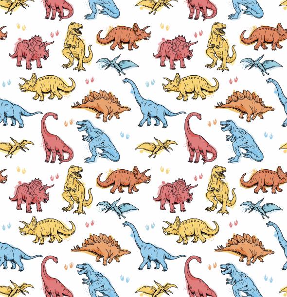 100% Cotton Fabric, Colourful Dinosaurs, Fabric, Baby Nursery Fabric, Quilting Fabric, 147cm Wide, Meter