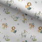 100% Cotton Fabric, Safari Animals with Leaves, Fabric, Baby Nursery Fabric, Quilting Fabric, 147cm Wide, Meter