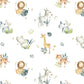100% Cotton Fabric, Safari Animals with Leaves, Fabric, Baby Nursery Fabric, Quilting Fabric, 147cm Wide, Meter