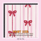 100% Cotton Fabric, Pink Stripes & Red Bows, Fabric, Baby Nursery Fabric, Quilting Fabric, 147cm Wide, Meter
