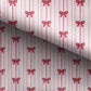 100% Cotton Fabric, Pink Stripes & Red Bows, Fabric, Baby Nursery Fabric, Quilting Fabric, 147cm Wide, Meter