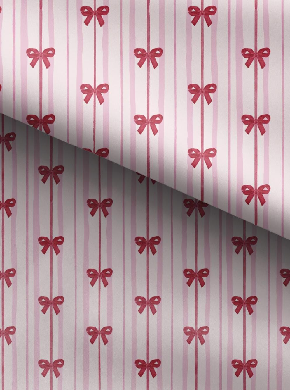 100% Cotton Fabric, Pink Stripes & Red Bows, Fabric, Baby Nursery Fabric, Quilting Fabric, 147cm Wide, Meter
