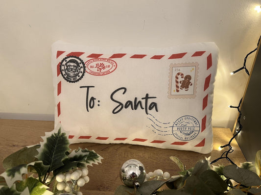 Christmas Plush Pillow, Letter to Santa, Nursery Cushion, Children's Christmas Decor, Gift for Kids, Festive Pillow, Christmas Decorations
