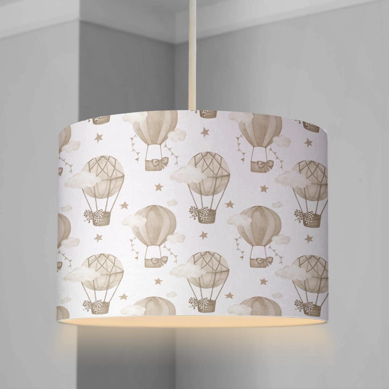 Multiple Hot Air Balloons, Beige - Lampshade