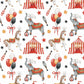 100% Cotton Fabric, Circus - Red, Circus, Elephants, Circus Tent, Quilting Fabric, 147cm Wide, Meter, Kids fabric