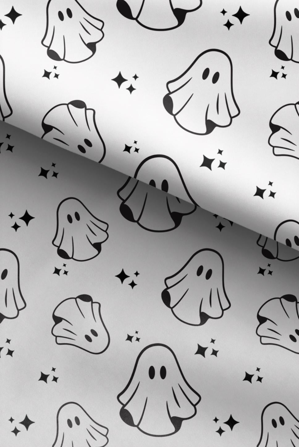 100% Cotton Fabric, Ghosts - Monochrome, Halloween, Ghosts, Fabric, Quilting Fabric, 147cm Wide, Meter, Halloween fabric