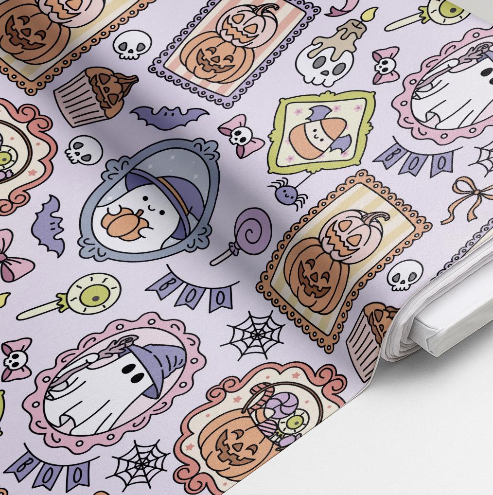 100% Cotton Fabric, Halloween - Frames JLR, Halloween, Ghosts, Fabric, Quilting Fabric, 147cm Wide, Meter, Halloween fabric