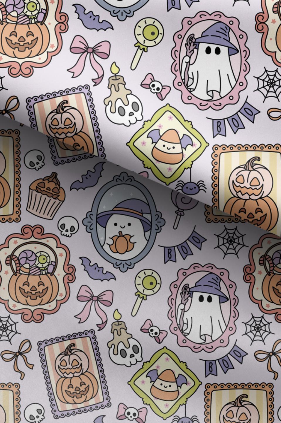 100% Cotton Fabric, Halloween - Frames JLR, Halloween, Ghosts, Fabric, Quilting Fabric, 147cm Wide, Meter, Halloween fabric