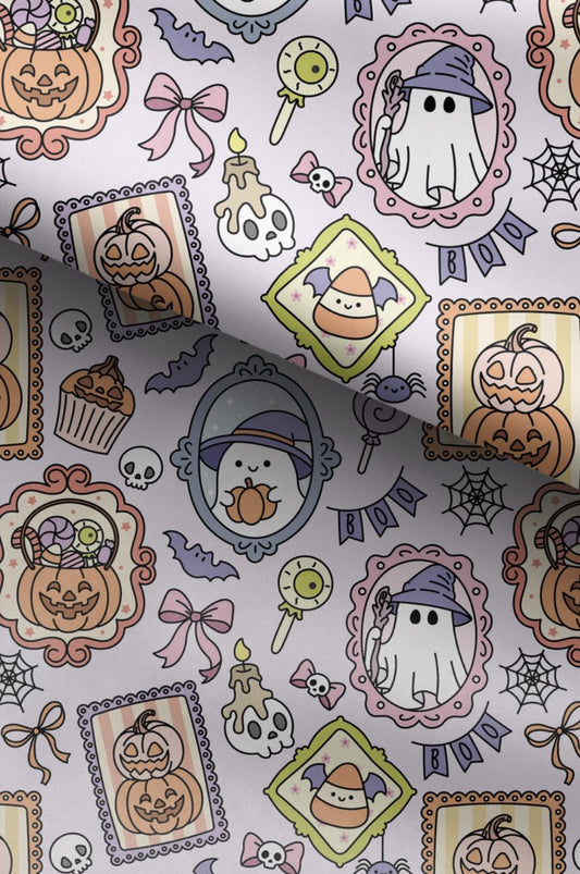 100% Cotton Fabric, Halloween - Frames JLR, Halloween, Ghosts, Fabric, Quilting Fabric, 147cm Wide, Meter, Halloween fabric