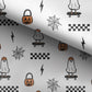 100% Cotton Fabric, Ghost - Skateboard, Ghost, Pumpkin, Skater Fabric, Quilting Fabric, 147cm Wide, Meter, Kids fabric