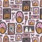 100% Cotton Fabric, Halloween - Frames Pink - Fabric, Quilting Fabric, 147cm Wide, Metre, Modern Halloween, Pink fabric