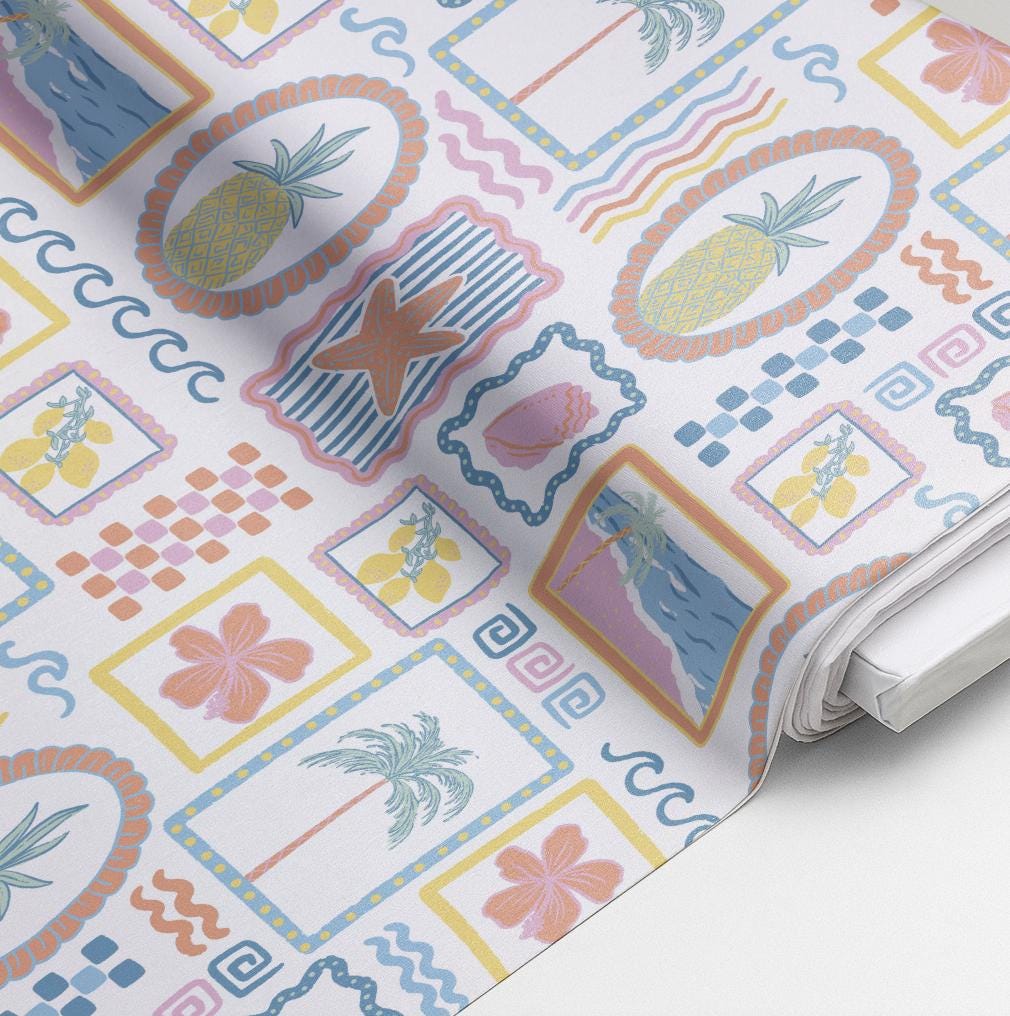 100% Cotton Fabric, Frames - Summer Fabric, Quilting Fabric, 147cm Wide, Meter, Modern Frames, Summer Frame Fabric