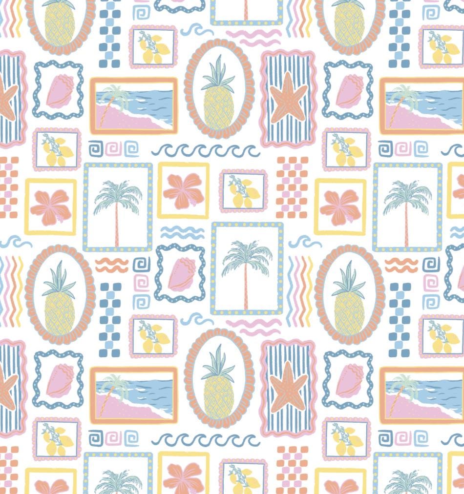 100% Cotton Fabric, Frames - Summer Fabric, Quilting Fabric, 147cm Wide, Meter, Modern Frames, Summer Frame Fabric