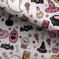 100% Cotton Fabric, Halloween - Pink Fabric, Quilting Fabric, 147cm Wide, Meter, Ghost, Pumpkin, Bat, Witches Hat Fabric