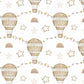 100% Cotton Fabric, Hot Air Balloons - Wicker Rainbows Fabric, Quilting Fabric, 147cm Wide, Metre, Hot Air Balloons Fabric