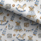 100% Cotton Fabric, Vintage Bear - Blue, Fabric, Quilting Fabric, 147cm Wide, Meter, Vintage Rocking Horse Fabric