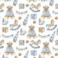 100% Cotton Fabric, Vintage Bear - Blue, Fabric, Quilting Fabric, 147cm Wide, Meter, Vintage Rocking Horse Fabric