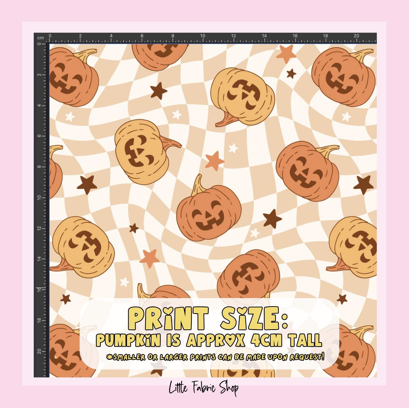 100% Cotton Fabric, Pumpkins - Checkered - Orange, Fabric, Quilting Fabric, 147cm Wide, Meter, Halloween, Orange Pumpkin Fabric