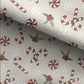 100% Cotton Fabric, Candy Cane - Beige, Fabric, Quilting Fabric, 147cm Wide, Meter, Christmas Candy Cane Fabric