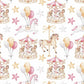 100% Cotton Fabric, Carousel - Pink, Fabric, Quilting Fabric, 147cm Wide, Meter, Carousel Horses, Pink Fabric