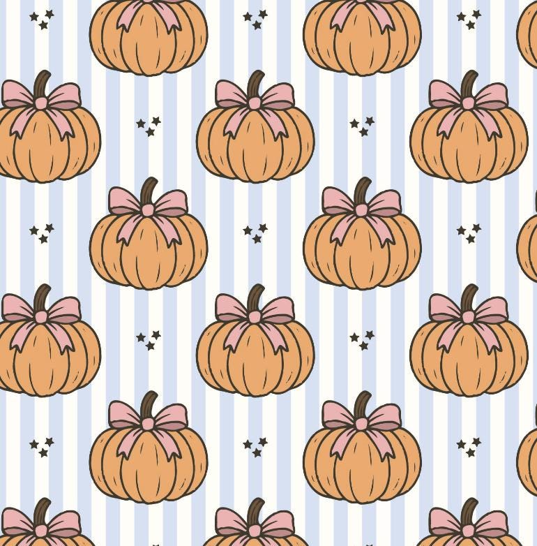100% Cotton Fabric, Pumpkins - Stripes - Blue, Fabric, Quilting Fabric, 147cm Wide, Meter, Pumpkin Halloween Fall Fabric