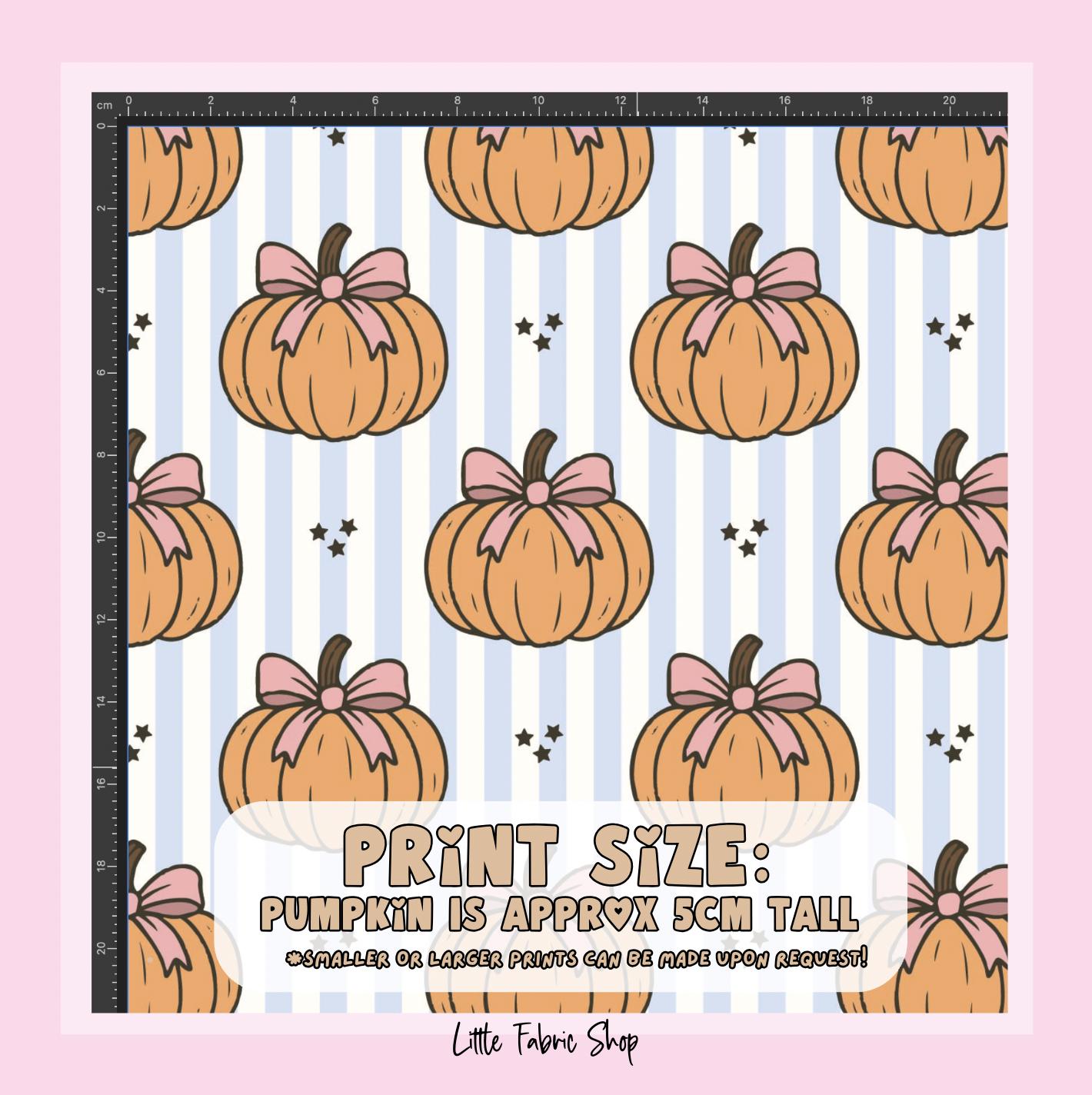 100% Cotton Fabric, Pumpkins - Stripes - Blue, Fabric, Quilting Fabric, 147cm Wide, Meter, Pumpkin Halloween Fall Fabric
