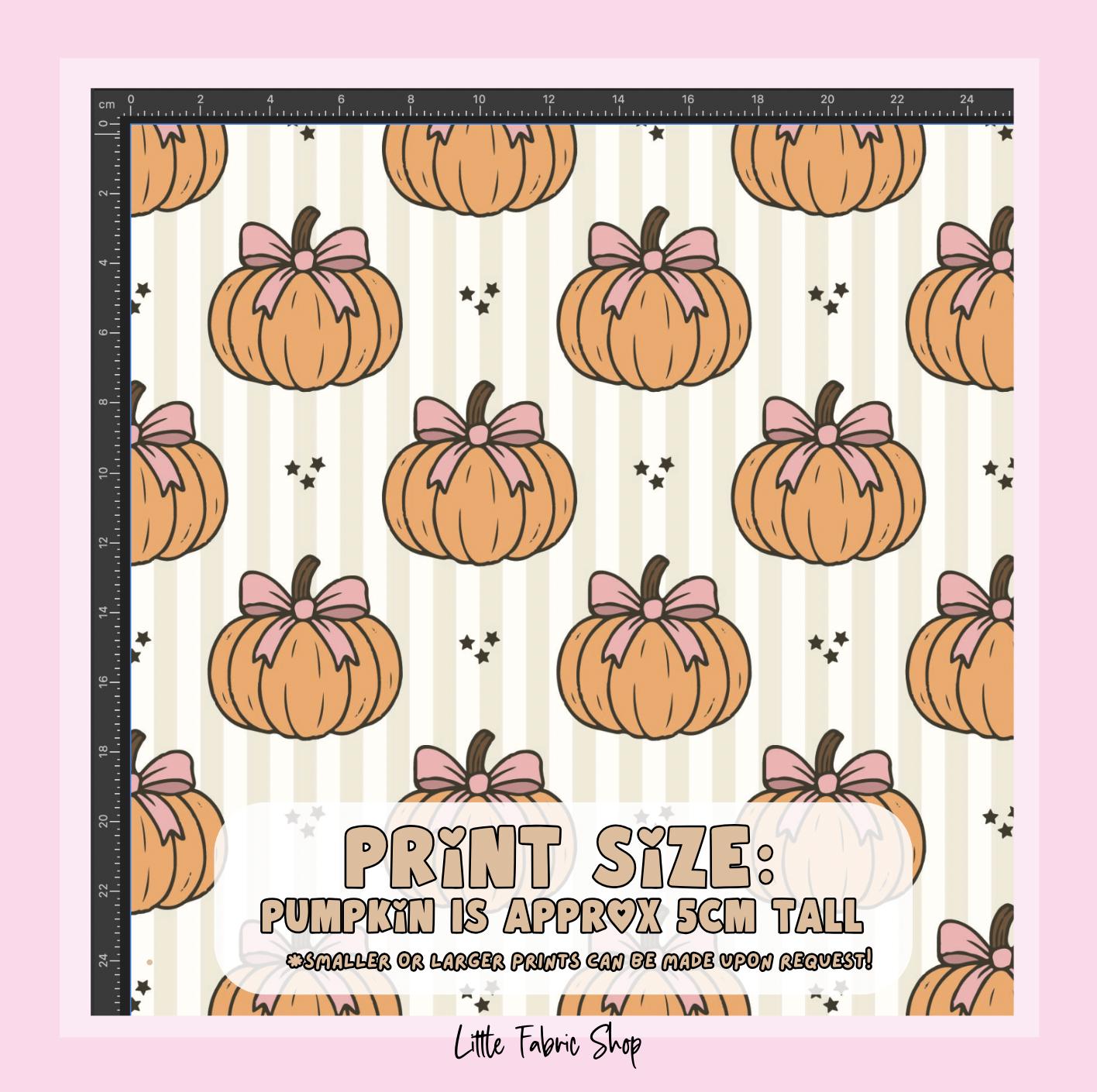 100% Cotton Fabric, Pumpkins - Stripes - Beige, Fabric, Quilting Fabric, 147cm Wide, Meter, Pumpkin Halloween Fall Fabric