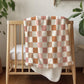 Checkered - Fall, Orange Peach Brown, Sherpa Fleece Blanket, Decor, Kids Bedding, Blankets, Bedroom, Fall Autumn Checkered Fleece Blanket