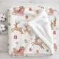 Christmas - Sleigh Reindeer, Sherpa Fleece Blanket, Decor, Kids Bedding, Blankets, Children's Room, Christmas Festive Blanket