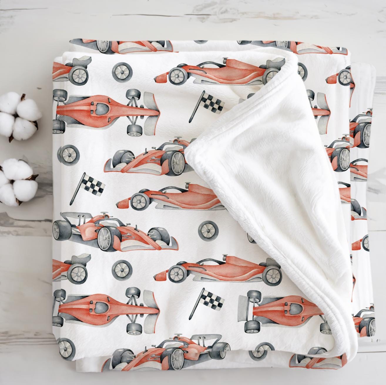 Race Cars - Red Watercolour, Sherpa Fleece Blanket, Decor, Kids Bedding, Children's Room, Cars Red Fleece Blanket