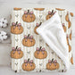 Pumpkins - Stripes - Beige, Sherpa Fleece Blanket, Decor, Kids Bedding, Blankets, Children's, Halloween, Pumpkins, Fleece Blanket