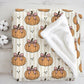 Pumpkins - Stripes - Beige, Sherpa Fleece Blanket, Decor, Kids Bedding, Blankets, Children's, Halloween, Pumpkins, Fleece Blanket