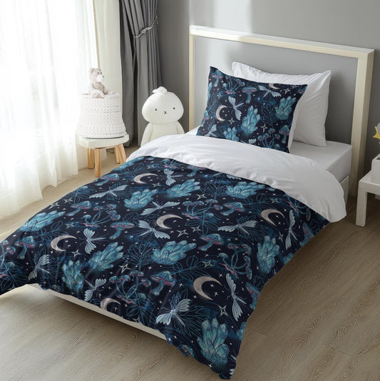Crystals - Blue, Bedding, Duvet Covers, Fitted Sheets, Celestial bedding with moon and stars, Cute Bedding, Kids Bedding