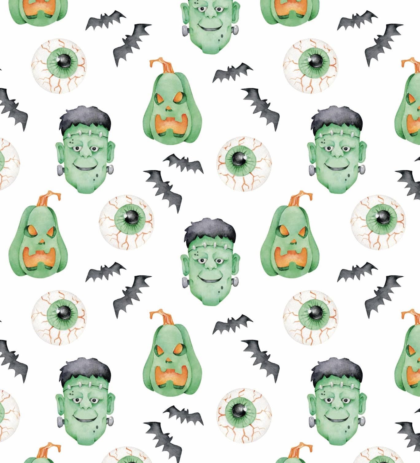 100% Cotton Fabric, Frankenstein, Halloween, Pumpkins, Fabric, Quilting Fabric, 147cm Wide, Meter, Halloween fabric
