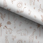 100% Cotton Fabric, Doodles - Drawing Safari, Safari Fabric, Elephant, Zebra, Quilting Fabric, 147cm Wide, Meter, Kids fabric