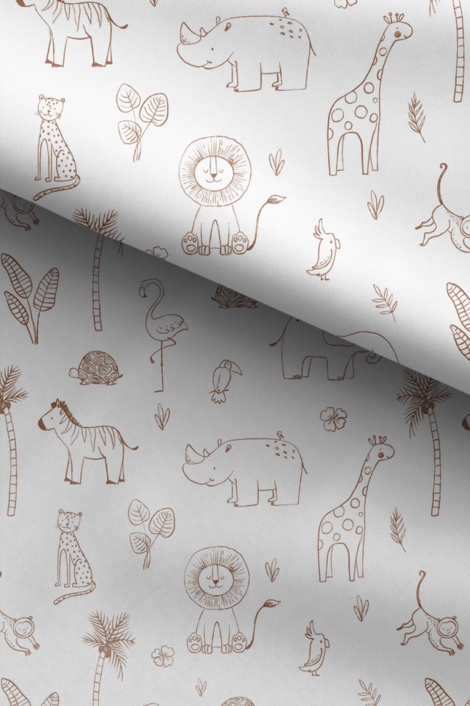 100% Cotton Fabric, Doodles - Drawing Safari, Safari Fabric, Elephant, Zebra, Quilting Fabric, 147cm Wide, Meter, Kids fabric