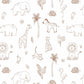 100% Cotton Fabric, Doodles - Drawing Safari, Safari Fabric, Elephant, Zebra, Quilting Fabric, 147cm Wide, Meter, Kids fabric