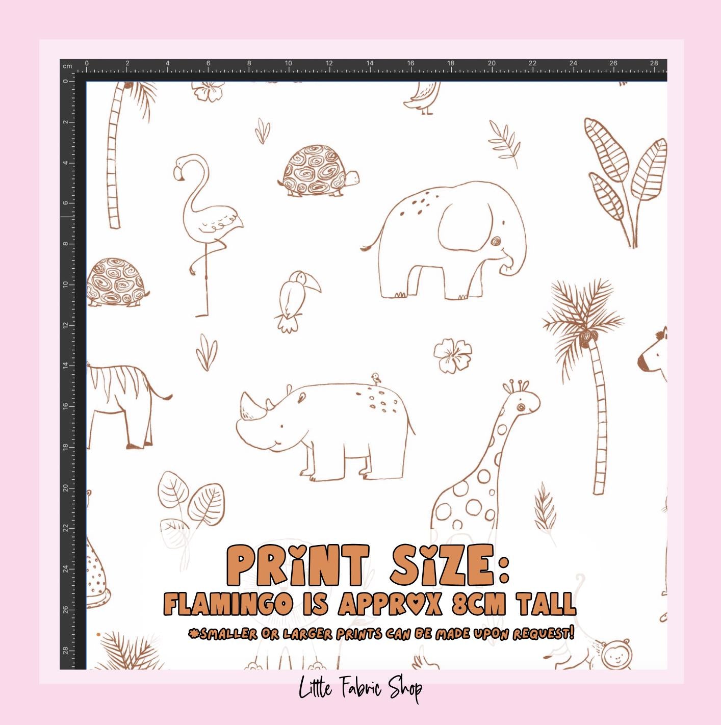 100% Cotton Fabric, Doodles - Drawing Safari, Safari Fabric, Elephant, Zebra, Quilting Fabric, 147cm Wide, Meter, Kids fabric